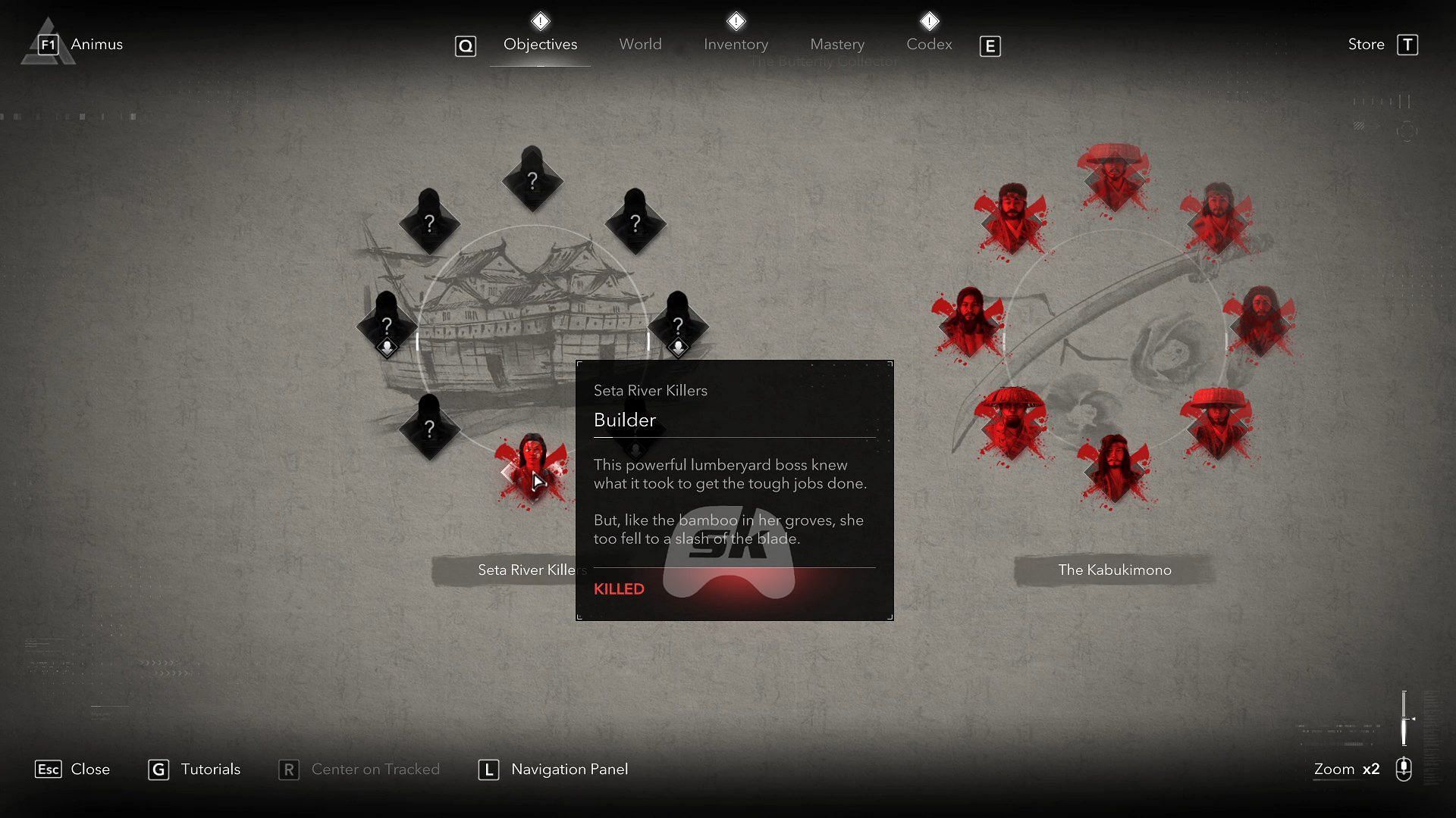 Find the Seta River Killers from the in-game Objective board (Image via Sportskeeda Gaming // Ubisoft)